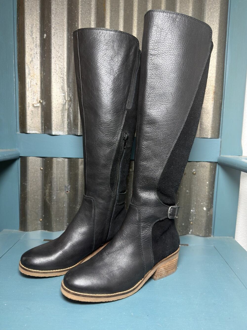 Lucky Brand LK Timinii Black Leather Suede Knee High Tall Riding Boot Size 6M